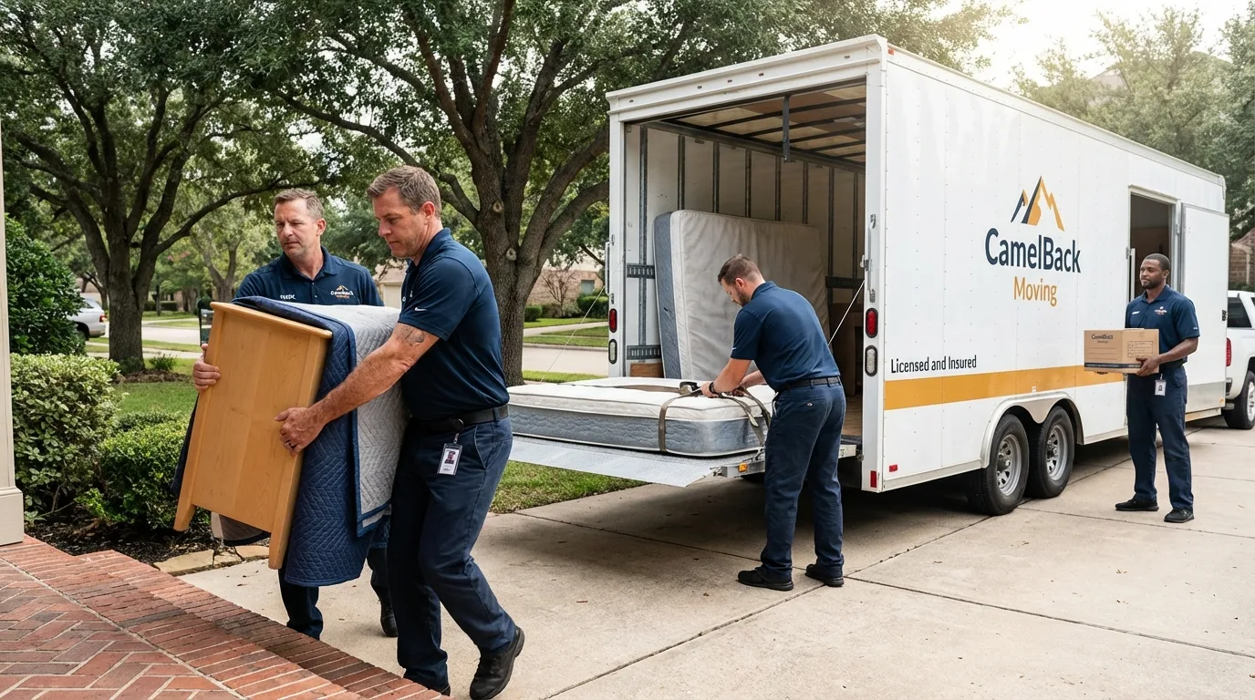 Crew loading residential truck for cross-state move from Lakeview, OR