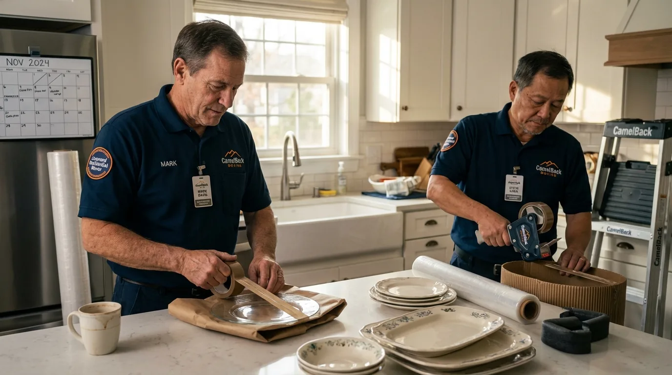 Professional crew packing kitchen dishware in Lakeview, OR
